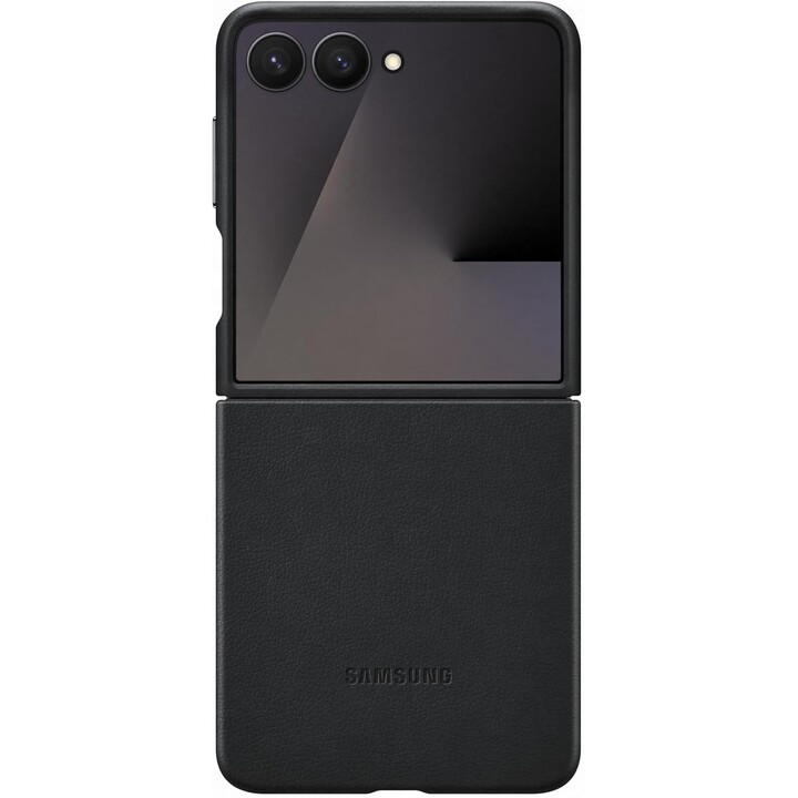 Capa de couro preta para Galaxy Z Flip7