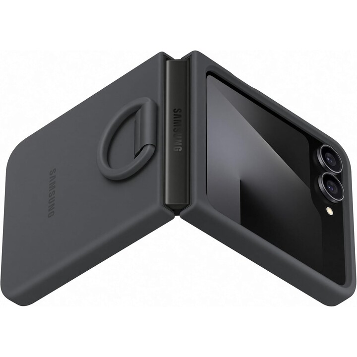 Samsung F766 Z Flip 7 FE Silikonringhülle Schwarz EF-PF741TB