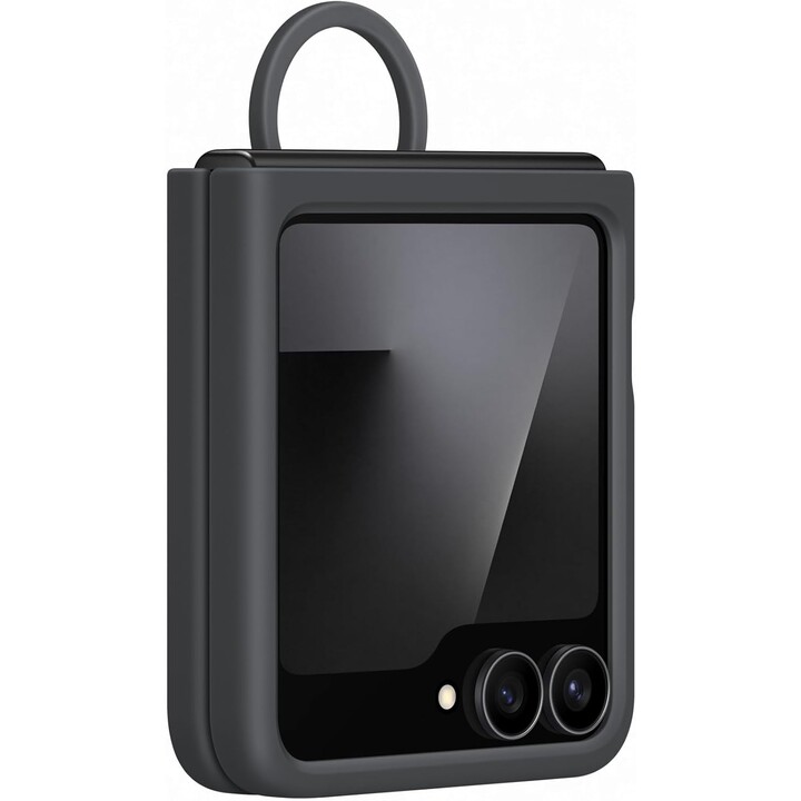 Custodia ad anello in silicone per Samsung F766 Z Flip 7 FE, nera EF-PF741TB