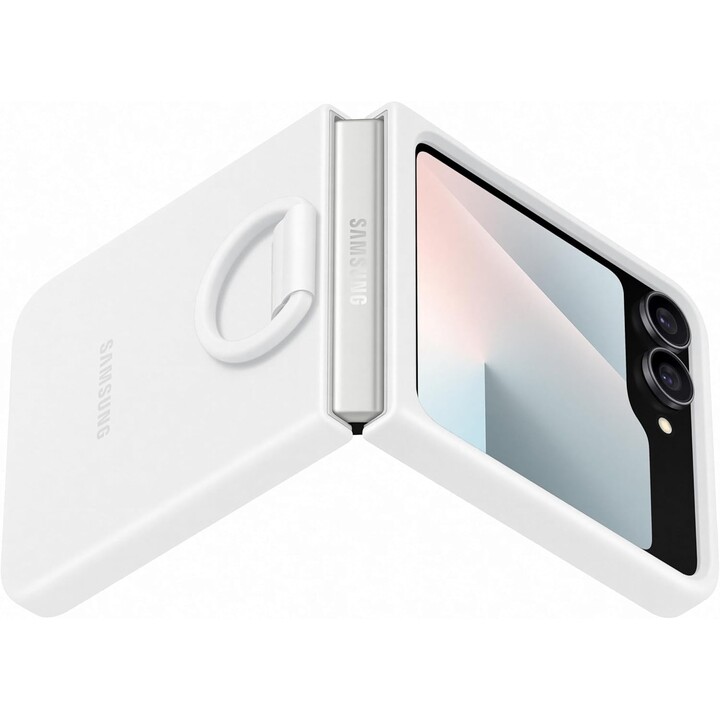 Funda de silicona con anillo para Samsung F766 Z Flip 7 FE, color blanco, EF-PF741TW