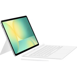 Capa de livro Samsung AI teclado capa branca para Galaxy Tab S10 FE Plus