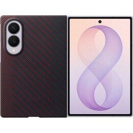 Capa traseira magnética vermelha em fibra de carbono para Samsung Galaxy Z Fold 8