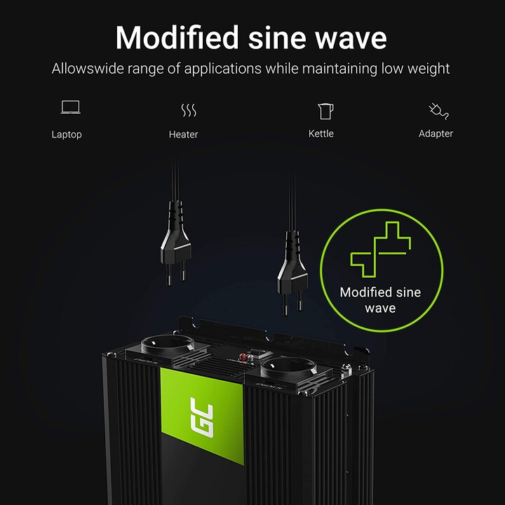Green Cell INV10 Netzteil & Spannungsumwandler Auto 2000 W Schwarz