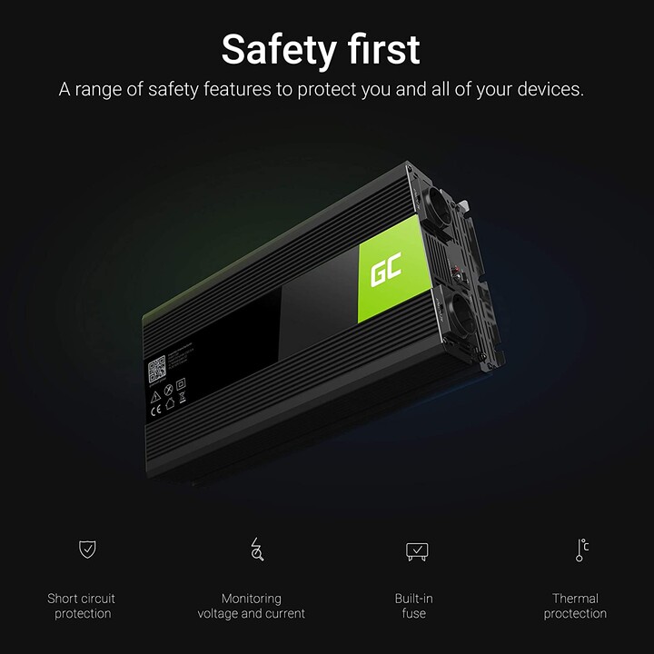 Green Cell INV10 adaptateur de puissance & onduleur Auto 2000 W Noir