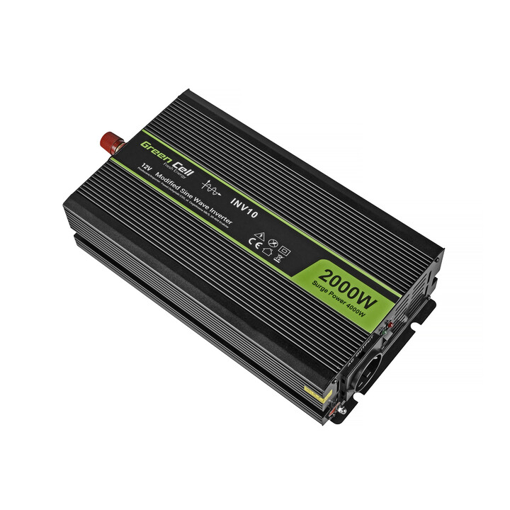 Green Cell INV10 Power Inverter e adattatore Auto 2000 W Nero