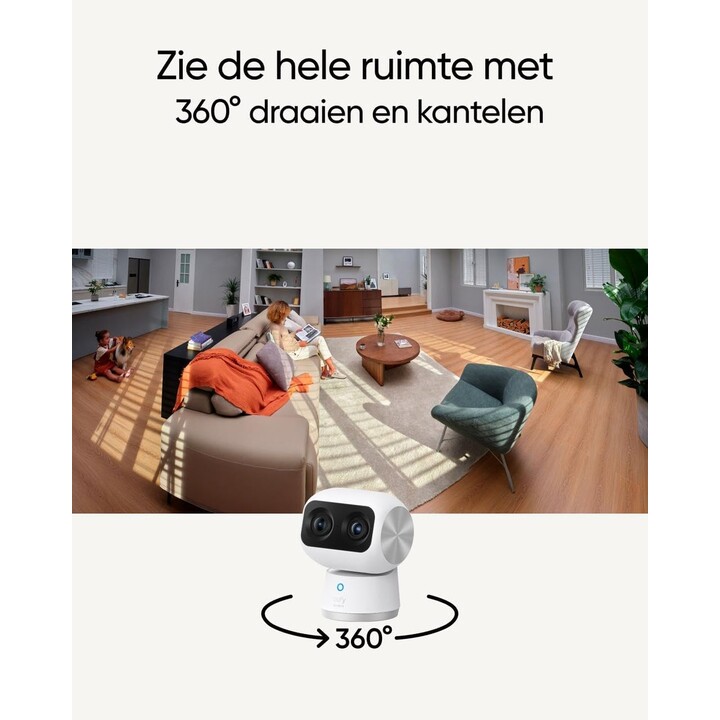 Eufy S350 Doble lente 4K Wi-Fi Dual Zoom 8× PTZ IA Blanco - Cámara de seguridad para interior