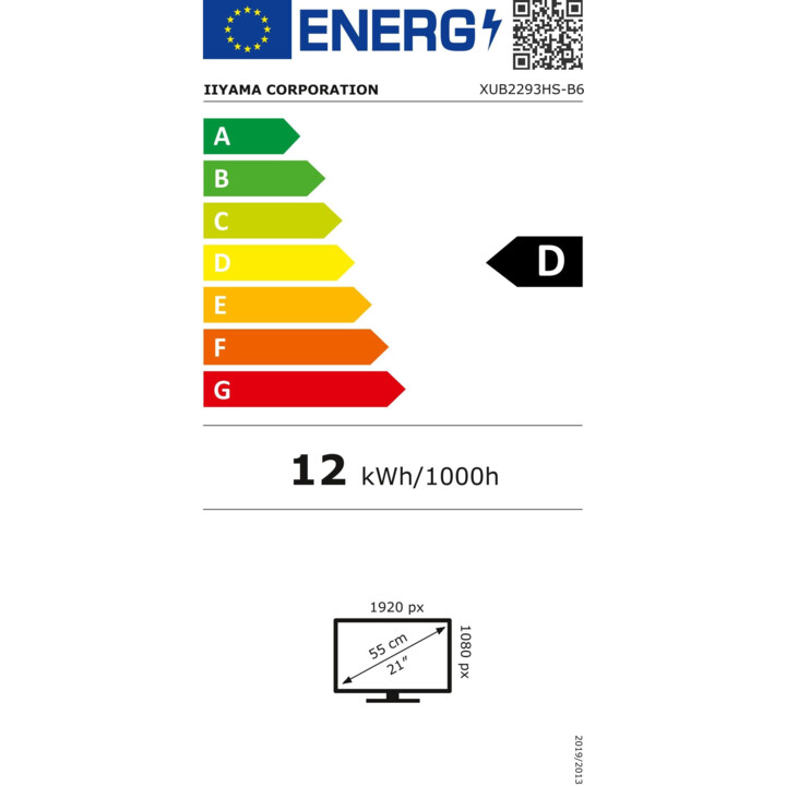 Écran iiyama ProLite XUB2293HS-B6, 54,6 cm (21,5 pouces), Full HD LED, résolution 1920 x 1080 pixels – Produit neuf, m #etiqueta