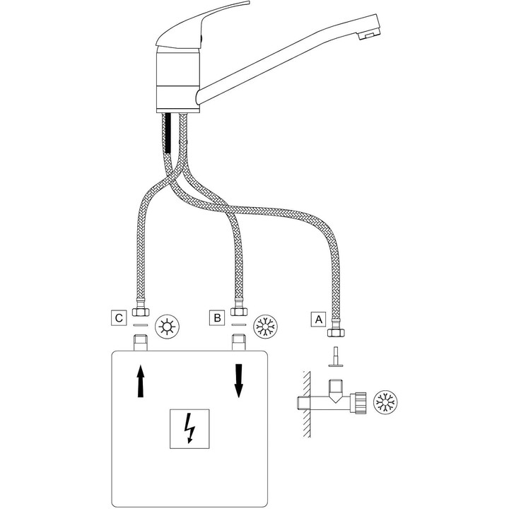 Deante BEZ_060H grifo de cocina de baja presión, triple, para calentador, cromo