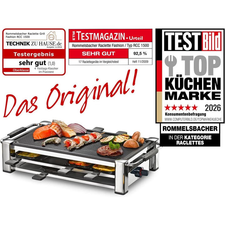 Rommelsbacher RCC 1500, gril d'intérieur 1500W, Chrome