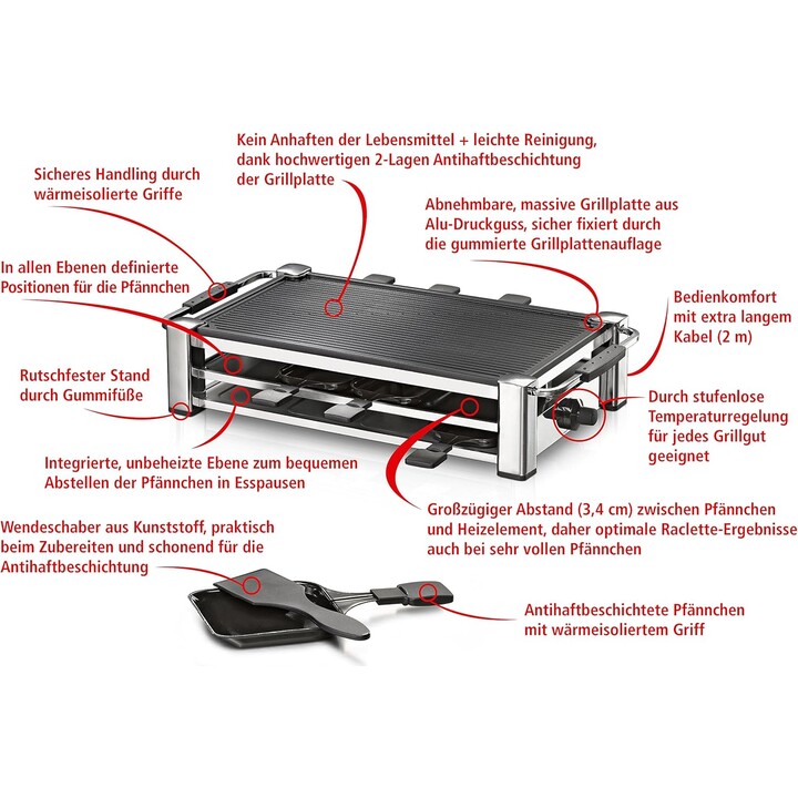 Rommelsbacher RCC 1500, grill per interni 1500W, cromo