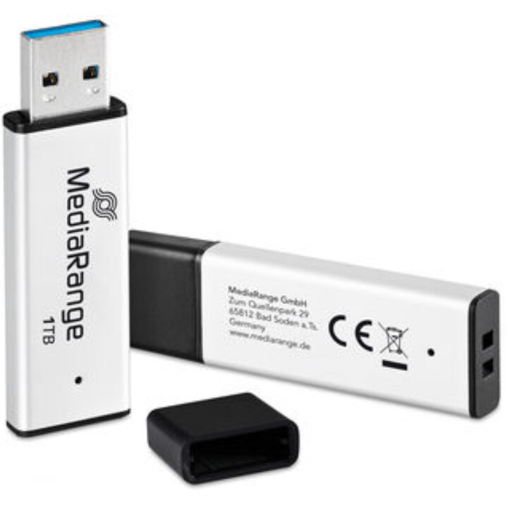 MediaRange MR1905-1 Unidad flash USB de 1 TB USB Tipo A 3.2 Gen 1 (3.1 Gen 1) Negro, Plata