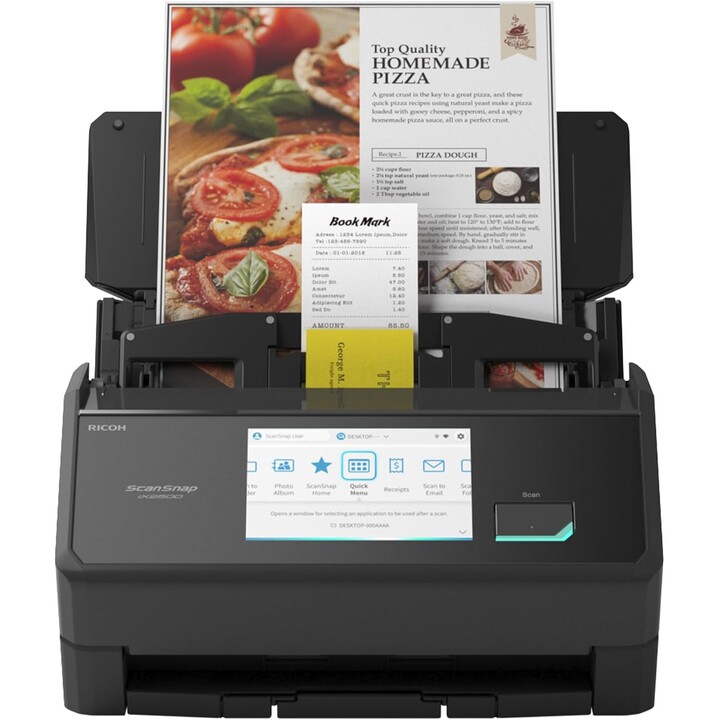 Scanner per documenti Ricoh ScanSnap iX2500 A4 fronte-retro, 45 ppm, Wi-Fi, USB, nero