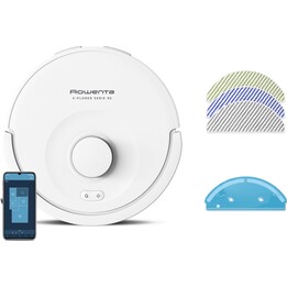 Robot aspirapolvere e lavapavimenti Rowenta X-Plorer RR8777WH con navigazione intelligente, 4000 Pa, Wi-Fi e funzione antiallerg