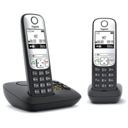Gigaset A690A Duo DECT Schnurlos analog Freisprechen, Basis, Wahlwiederholung Schwarz