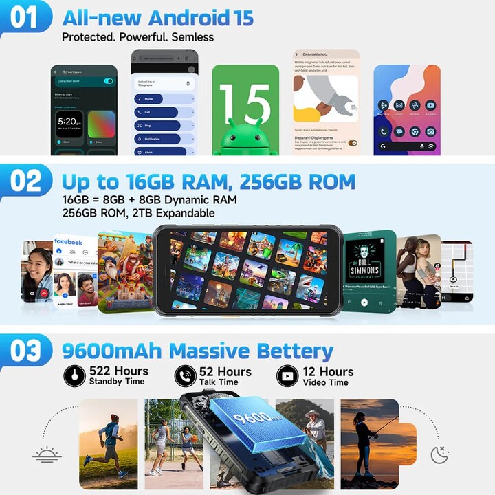 Smartphone Ulefone RUGKING 5,99 Unisoc 8 GB RAM 128 GB Schwarz