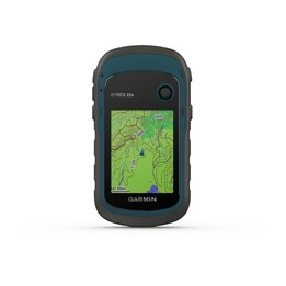 Navegador portátil Garmin eTrex 22x com tela TFT de 5,59 cm (2,2") e peso de 141,7 g, nas cores preto e cinza.