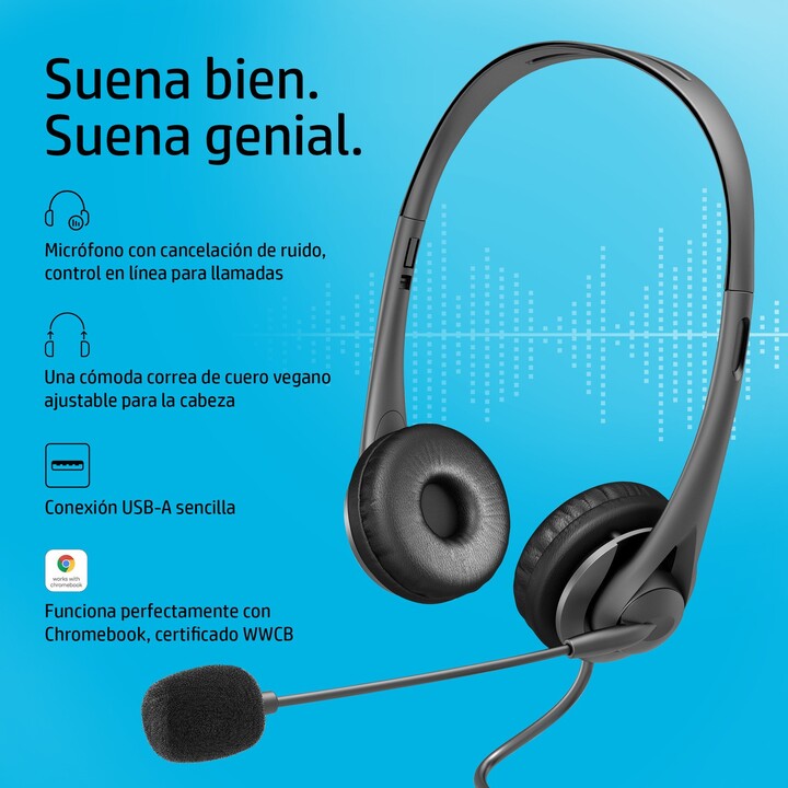 Auriculares HP G2/ con Micrófono/ USB/ Negros
