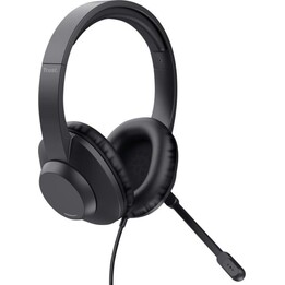 Audífonos de oficina Trust Ayda Max con cable USB-C/A y micrófono - Negro