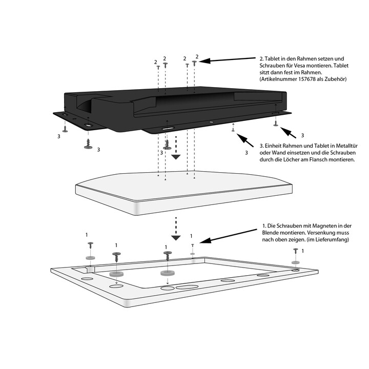 Tablet con schermo tattile ALLNET da 18 pollici zbh. Maschera per telaio da incasso nero stretto