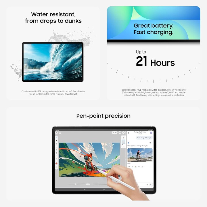 Samsung Galaxy Tab S10 FE+ Android Tablet, 5G, 8+128GB, 13.1 Pantalla, S Pen incluida, Batería de larga duración, Plata