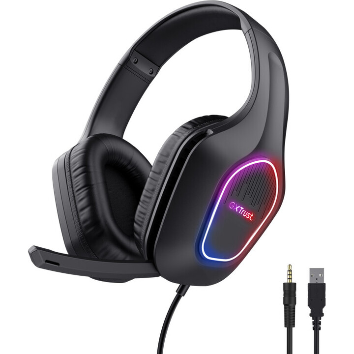 Fones de ouvido para jogos com microfone Trust Gaming GXT 416 Zirox/ Jack 3.5/USB preto