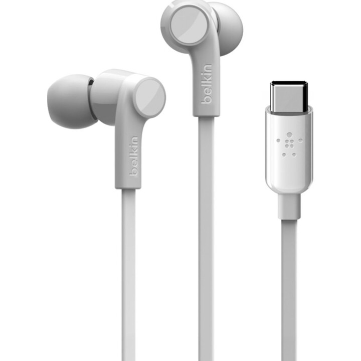 Belkin Rockstar Kabelgebundener In-Ear-Kopfhörer für Anrufe/Musik, USB Typ-C, Weiß