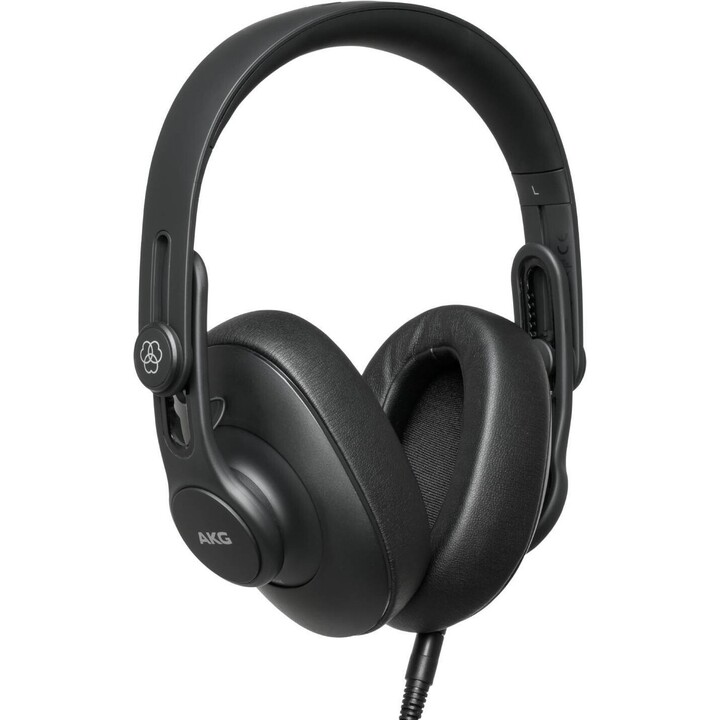 Fones de ouvido AKG K361 com fio, arco de cabeça, para palco/estúdio, preto metálico.