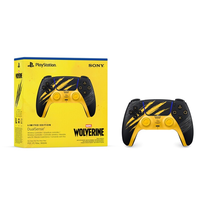 Controller wireless DualSense per PlayStation 5 di Sony – Edizione limitata "Marvel’s Wolverine Battle Yellow"