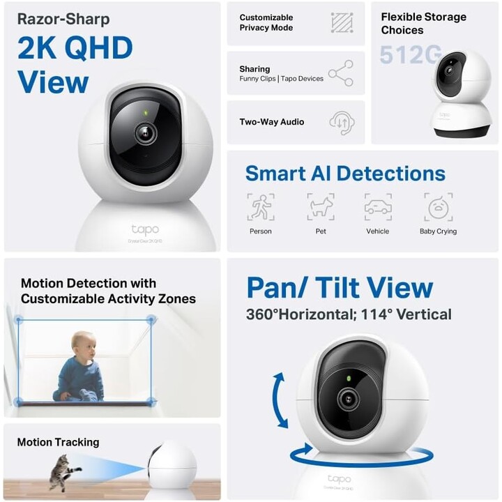 TP-LINK Telecamera di sorveglianza a 360° Tapo C220