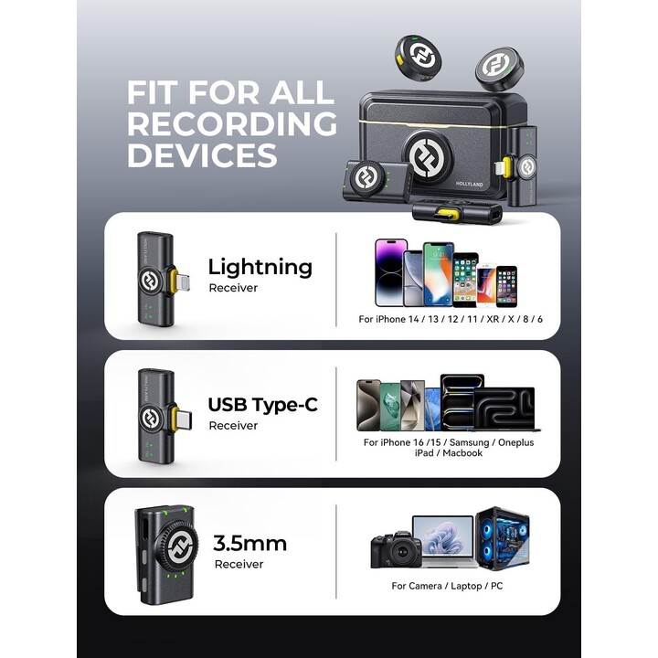 Microfono hollyland wireless lark m2 combo preto