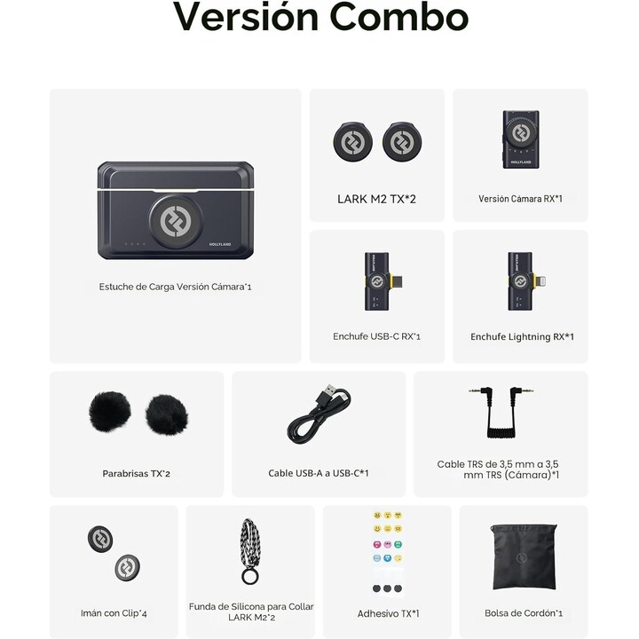 Microfono hollyland wireless lark m2 combo preto
