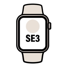 Apple Watch SE3 / GPS / Cellular / 44 mm / Gehäuse aus Aluminium in „Weiß Stern“ / Sportarmband in „Sand“ (M/L)