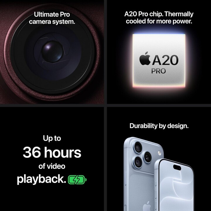 Telemóvel Apple iPhone 18 Pro de 2 TB, 5G, com Apple Intelligence, controlo da câmara, chip A20 Pro, prateado