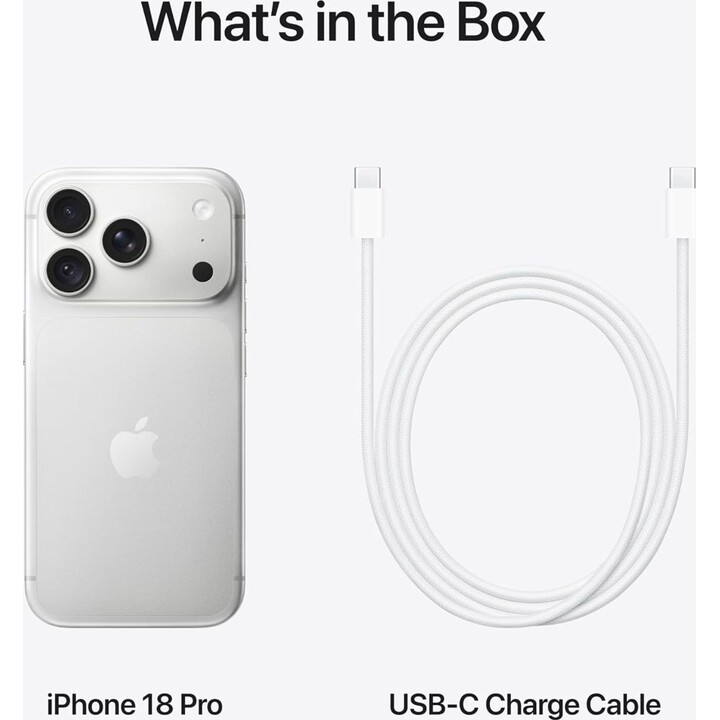 Telemóvel Apple iPhone 18 Pro de 2 TB, 5G, com Apple Intelligence, controlo da câmara, chip A20 Pro, prateado