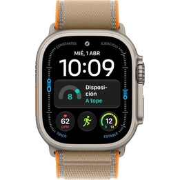 Apple Watch Ultra 4 GPS Cellular 49 mm, boîtier en titane naturel, bracelet Trail Loop couleur sable, taille M/L