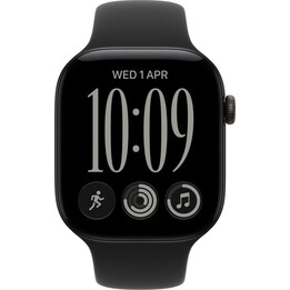 Apple Watch Série 12 com GPS, 46 mm, caixa em alumínio preto, bracelete desportiva preta, tamanho S/M