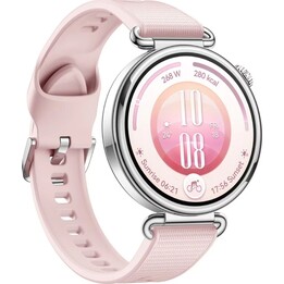 Montre Huawei Watch GT 7, boîtier argenté de 41 mm avec bracelet rose