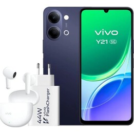 Smartphone Vivo Y21 5G, 4 Go / 128 Go, 6,74 pouces HD+, 5 000 mAh, noir - Chargeur + écouteurs