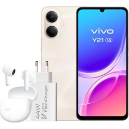 Smartphone Vivo Y21 5G, 4 GB, 128 GB, 6,74 HD+, 5000 mAh, Gold – Ladegerät + Kopfhörer