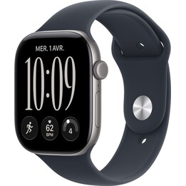 Apple Watch Série 12 com GPS e rede móvel, 46 mm, caixa em alumínio cinzento espacial, bracelete desportiva azul-marinho, tamanh