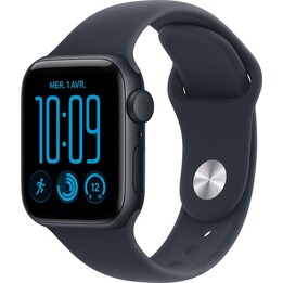 Apple Watch SE3 2026 GPS 40 mm, boîtier en aluminium Midnight, bracelet Sport bleu marine, taille S/M