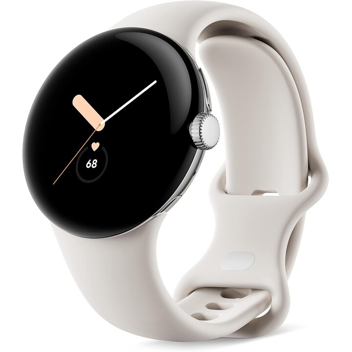 Google Pixel Watch LTE 41mm Polished Silver and Sport Band Chalk - Slight signs of use