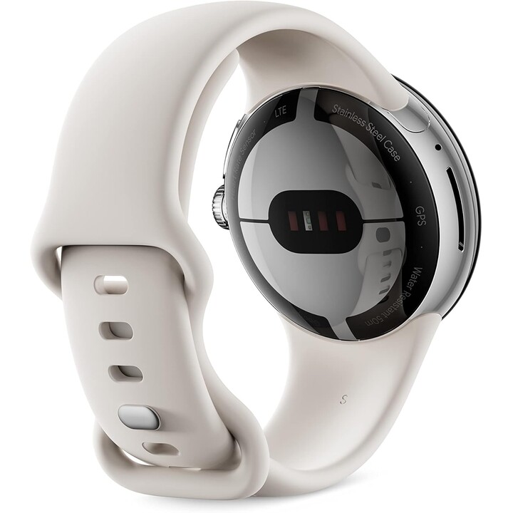 Google Pixel Watch LTE 41mm Polished Silver and Sport Band Chalk - Slight signs of use