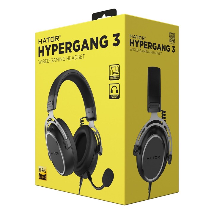 HATOR HYPERGANG 3 Hi-Res Wired Headphones with Headband, Gaming, Black