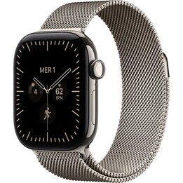 Apple Watch Series 12 GPS Cellular 42mm caja de titanio natural y correa milanesa natural