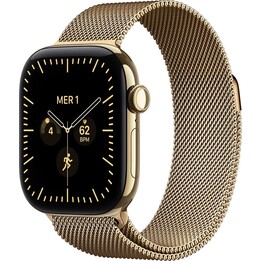Apple Watch Series 12 GPS Cellular 42mm Titanium Shiny Gold Case Milanese Loop Shiny Gold