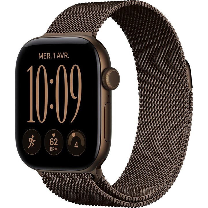 Apple Watch Serie 12 GPS Cellular 42 mm, cassa in alluminio color bronzo scuro, cinturino Milanese Loop color bronzo scuro