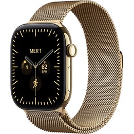Apple Watch Series 12 GPS Cellular 46 mm, Titangehäuse in glänzendem Gold, Milanese Loop in glänzendem Gold, Größe M/L