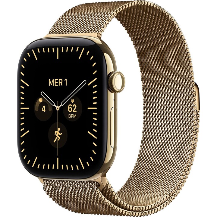 Apple Watch Series 12 GPS Cellular 46mm Titanium Shiny Gold Case Milanese Loop Shiny Gold M/L