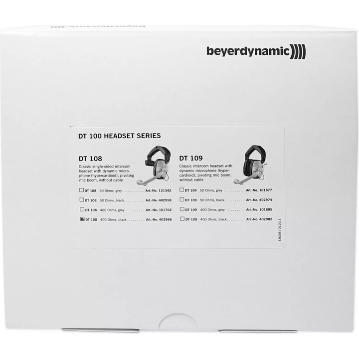 Beyerdynamic Dt108 Casque mono-oreille avec microphone dynamique 200-400 Ohms (sans câble)